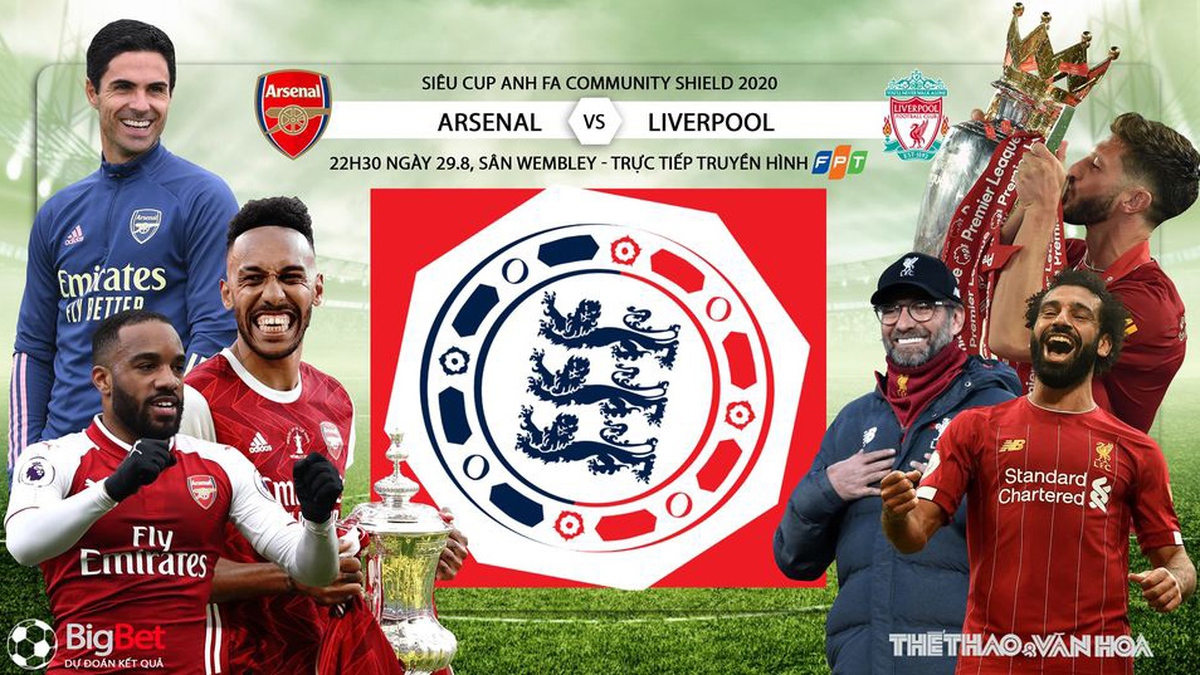 Link xem trực tiếp bóng đá Siêu cúp Anh Community Shield Arsenal vs